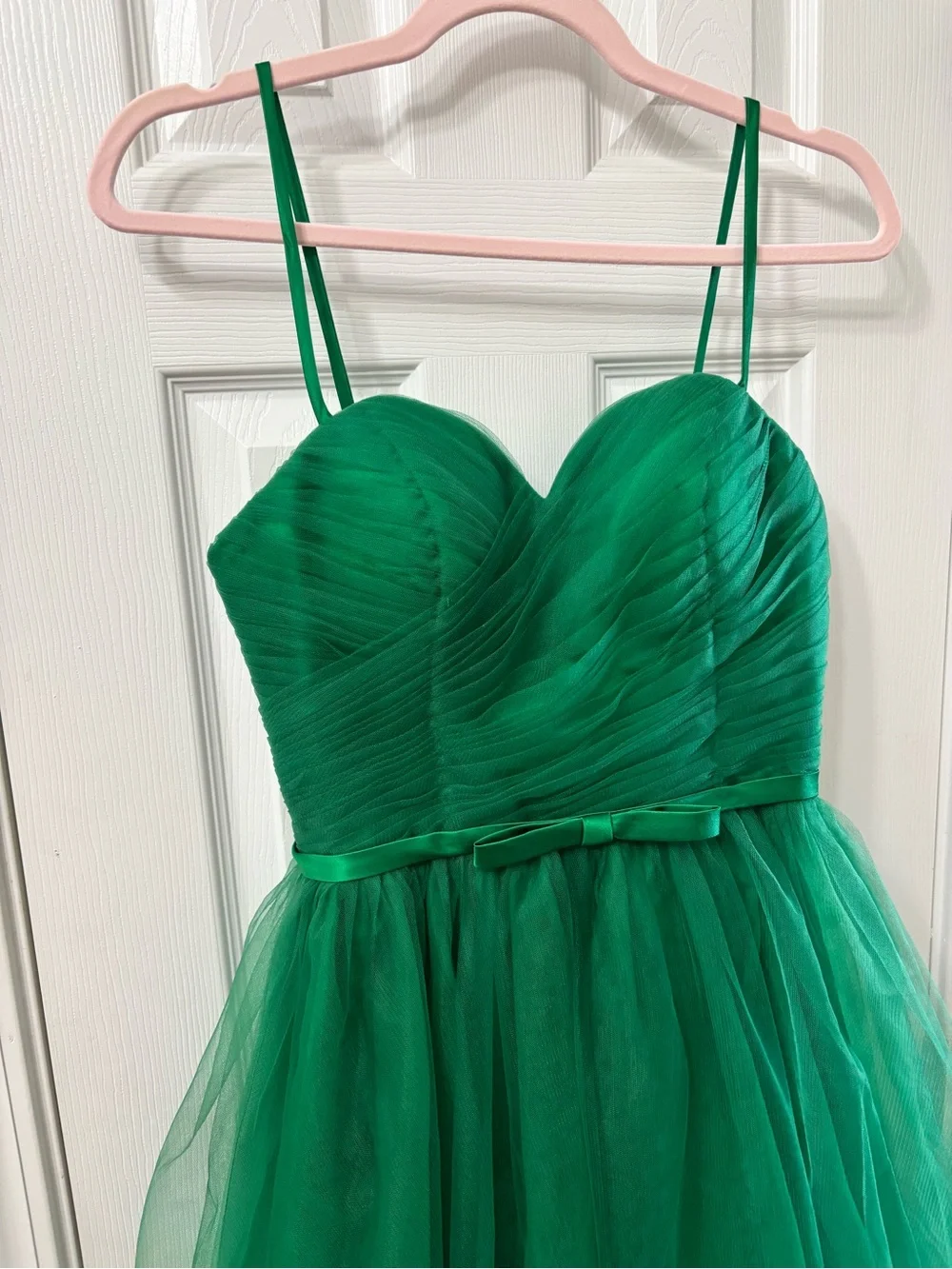 NWT Green Midi Tulle Spaghetti Strap Corset Back Formal Dress Women’s Size 8 - Picture 3 of 9